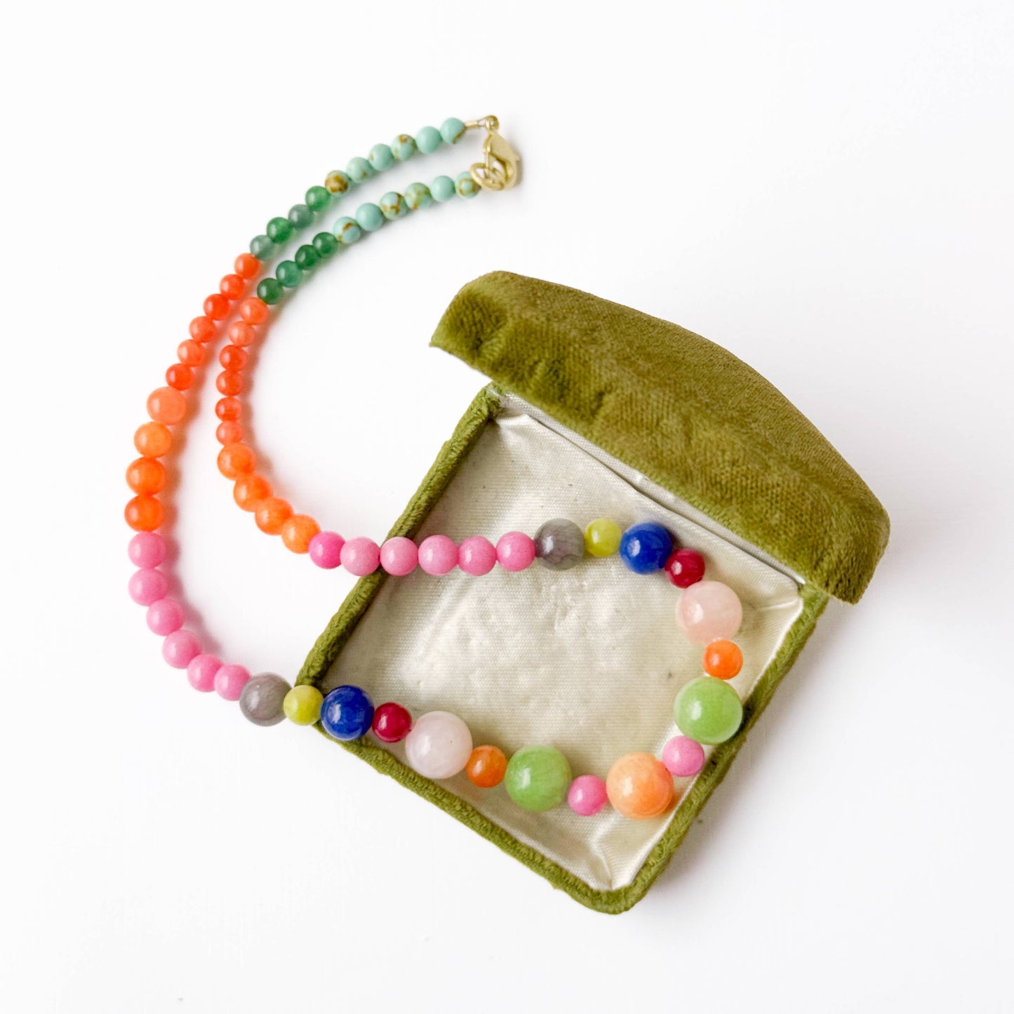 Colorful Beaded Necklace Mixed Glass Bright Statement
