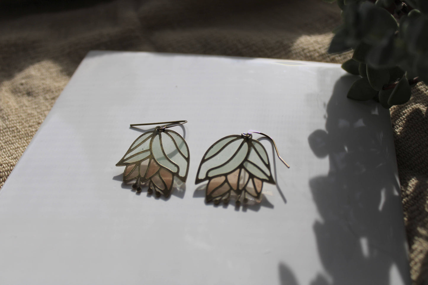 Lotus Bud // Stained Glass Resin Earrings