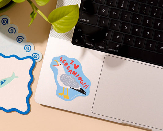 Vinyl Sticker—I Heart Screaming (Seagull, Funny, Relatable)