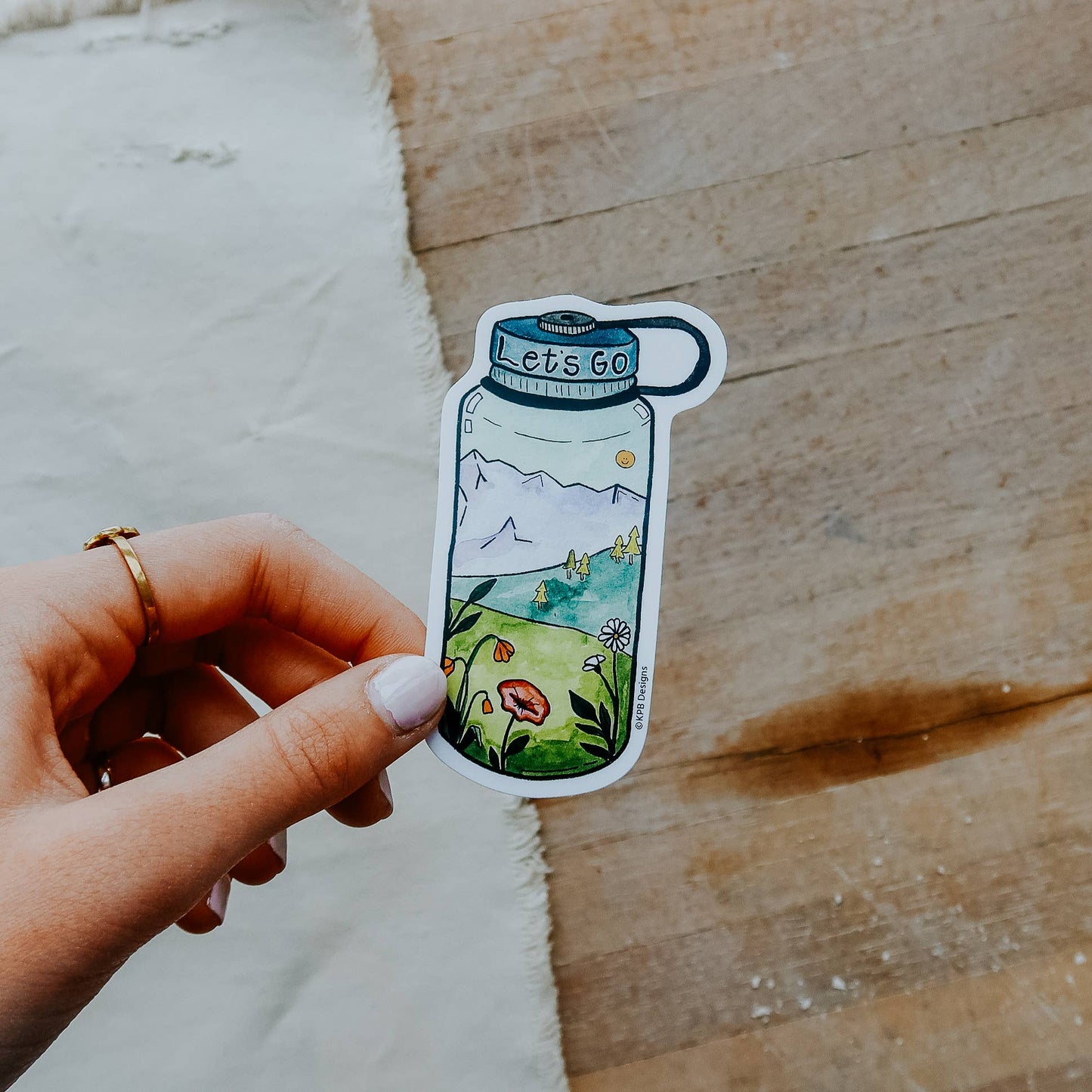 Let's Go Water Bottle Vinyl Sticker (3x3in)