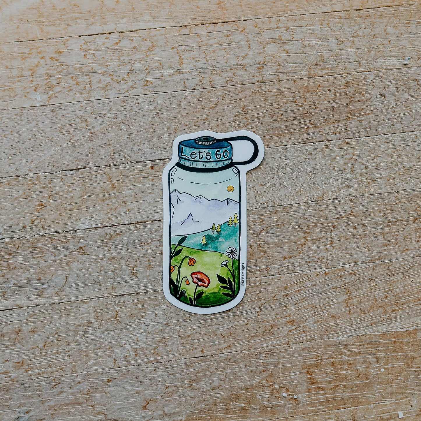 Let's Go Water Bottle Vinyl Sticker (3x3in)