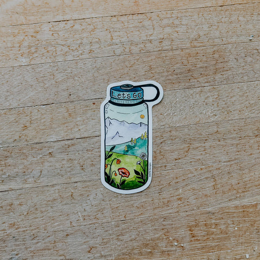 Let's Go Water Bottle Vinyl Sticker (3x3in)