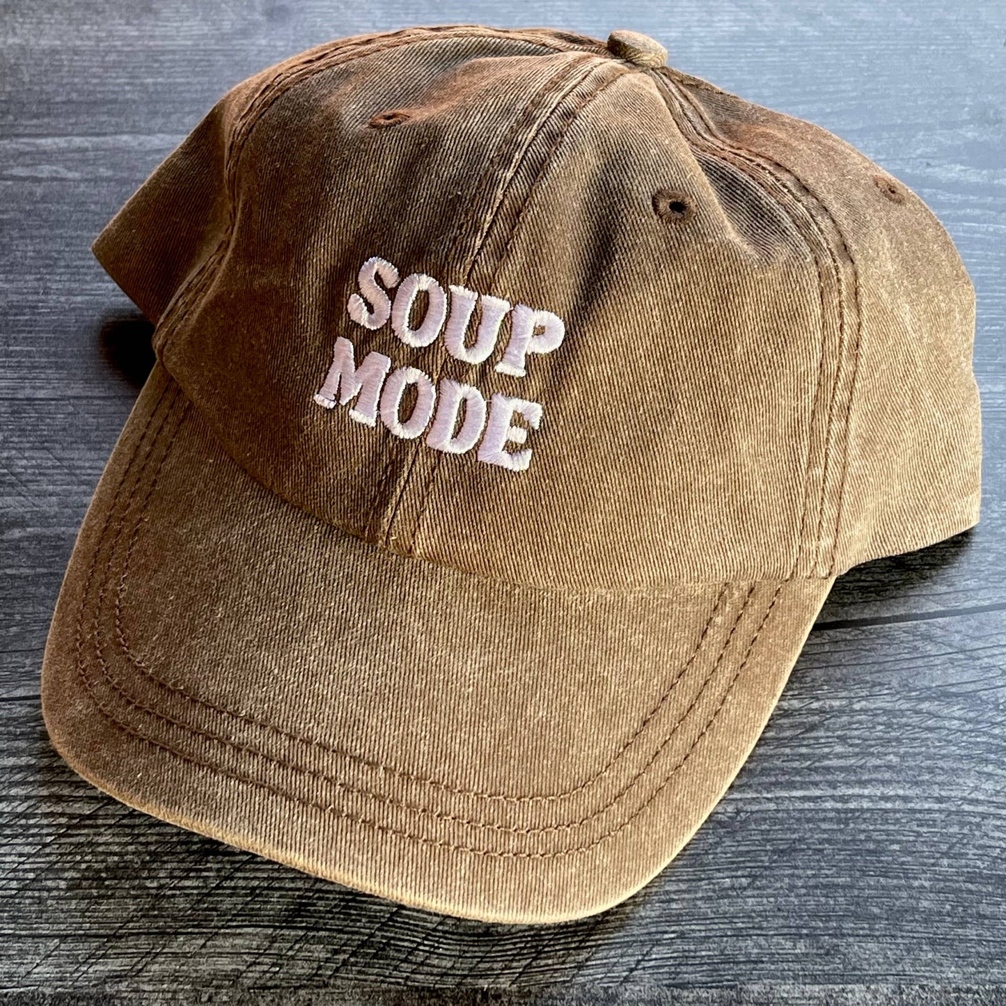 Soup Mode Baseball Cap Dad Hat in Brown or Olive