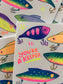 You're a Keeper (Fishing Lures) - Risograph Greeting Card 