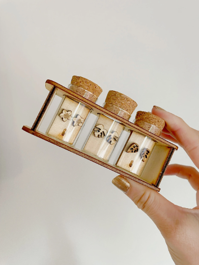 Hypoallergenic Wooden Tiny Dainty Plant Studs