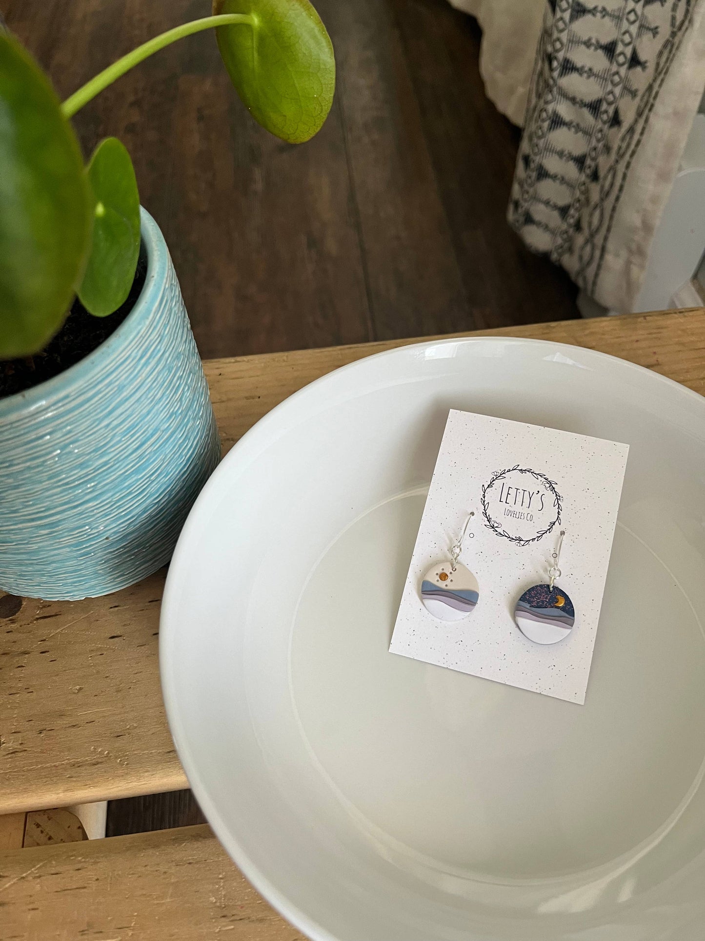 Day & Night Landscape Circle Earrings