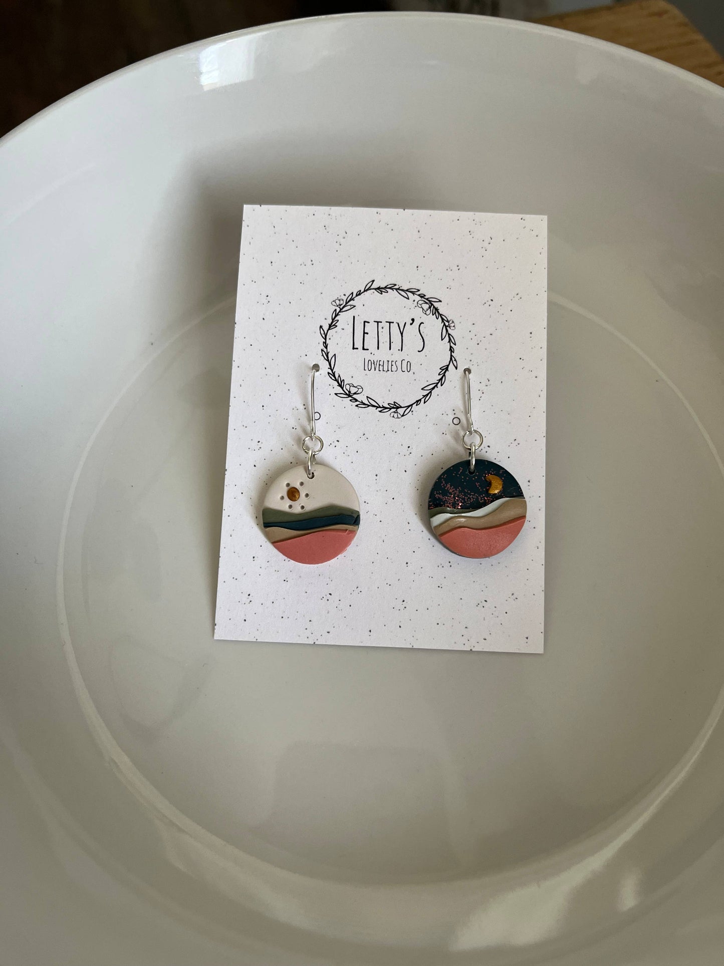 Day & Night Landscape Circle Earrings