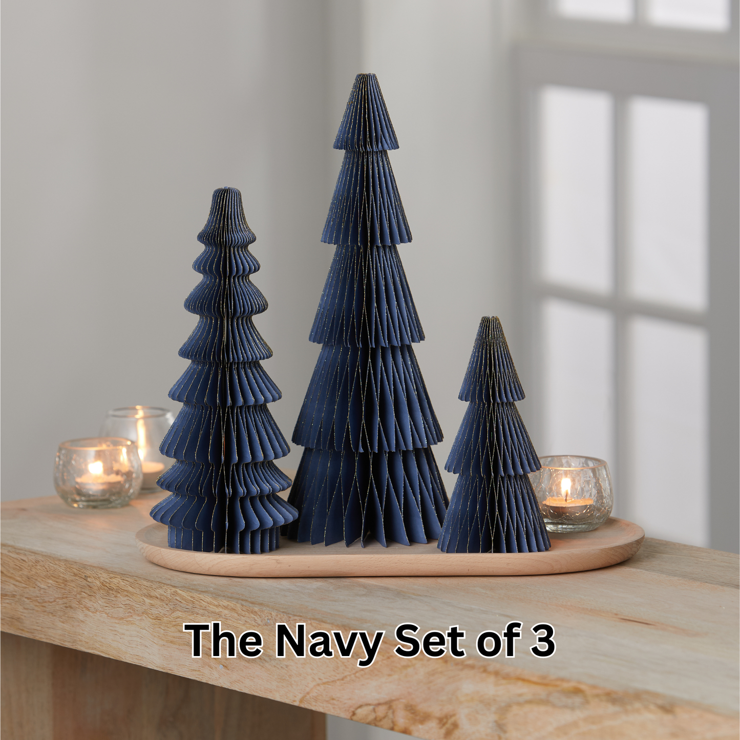 Honeycomb trees, vintage folding paper, Christmas, Winter