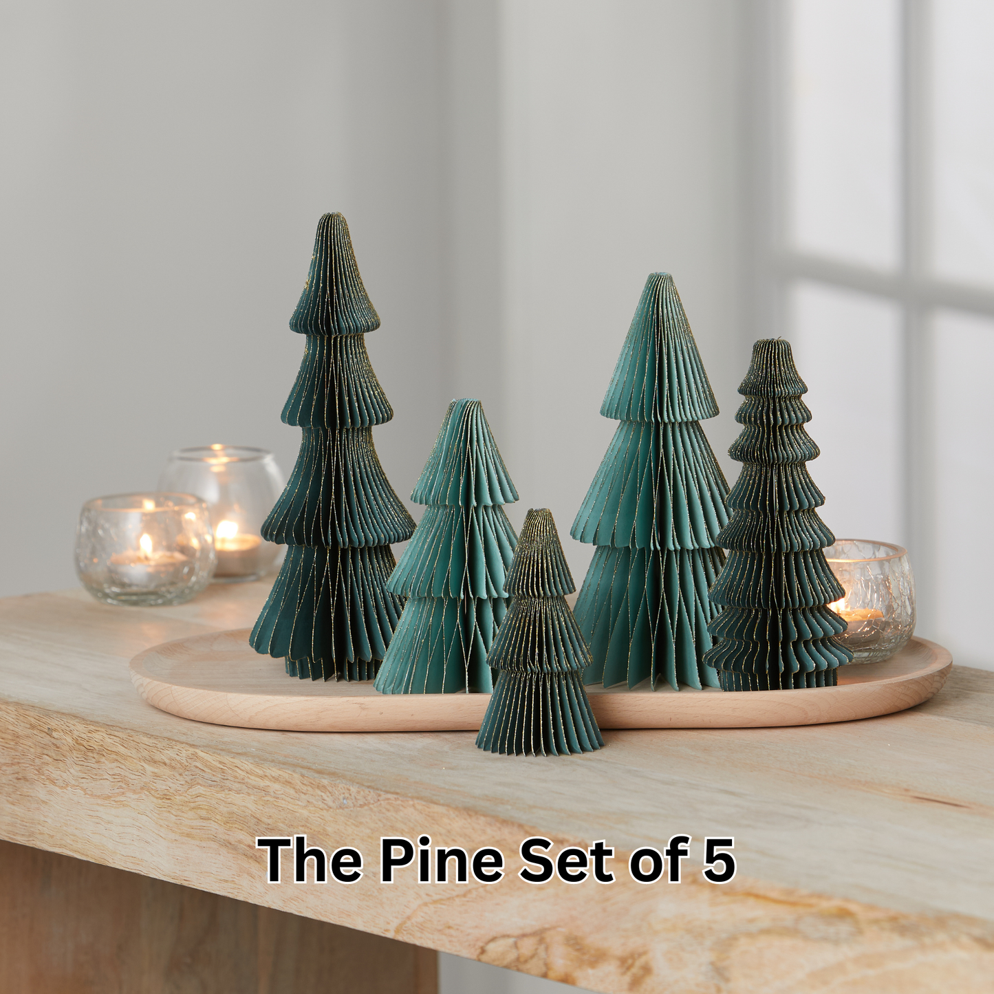 Honeycomb trees, vintage folding paper, Christmas, Winter
