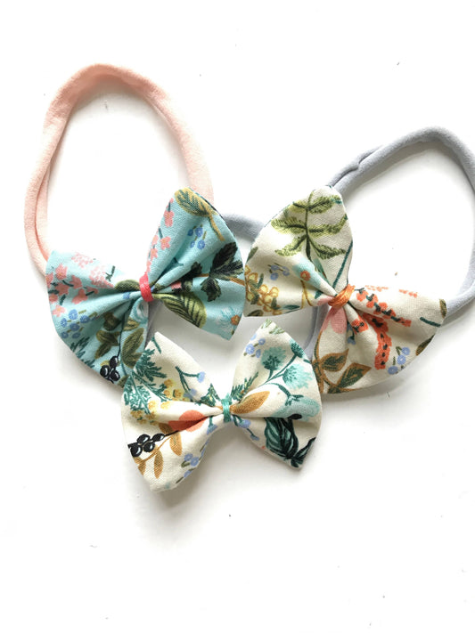 Floral Baby Headband, Child Bows, Cotton + Steel Fabric