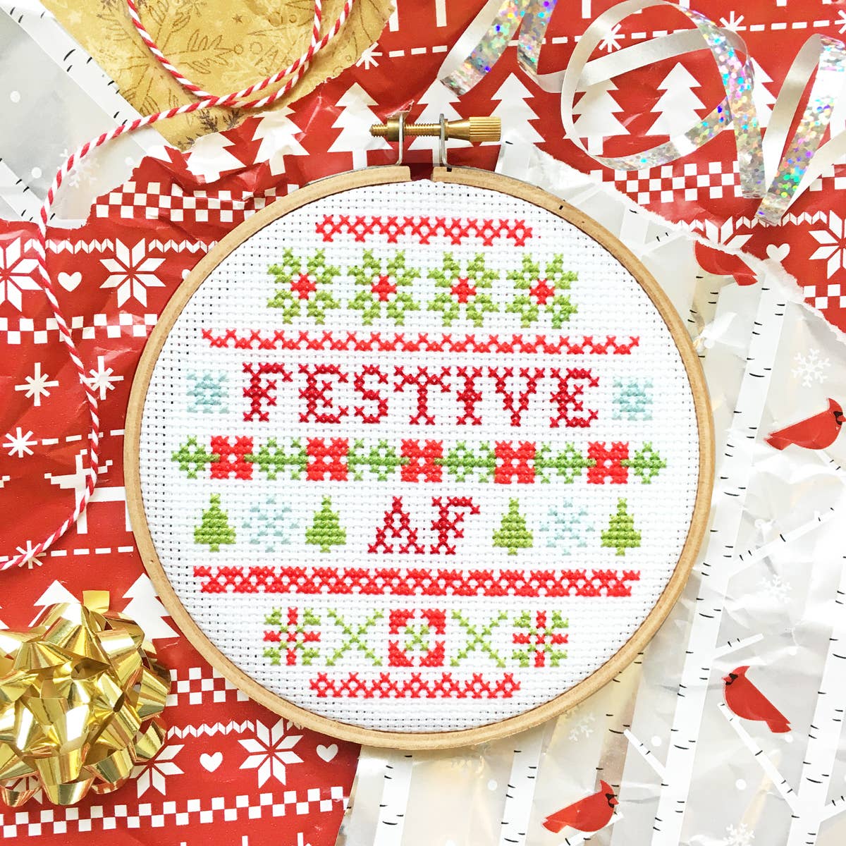 Festive AF DIY Cross Stitch Kit