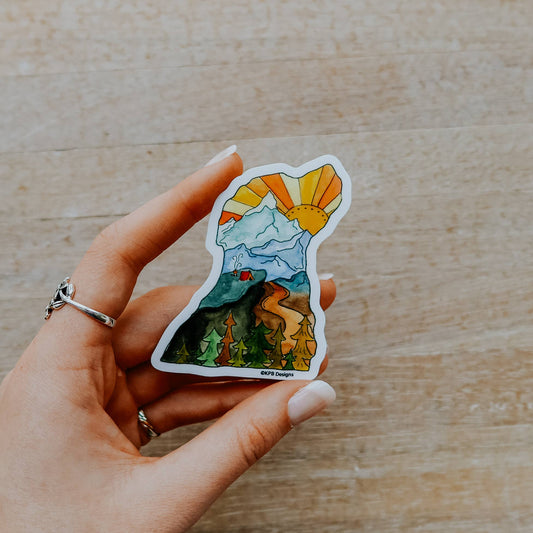 Dog Mountain Vinyl Sticker (3x3in)