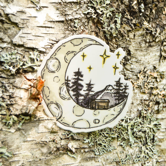 Moon and Cabin Sticker