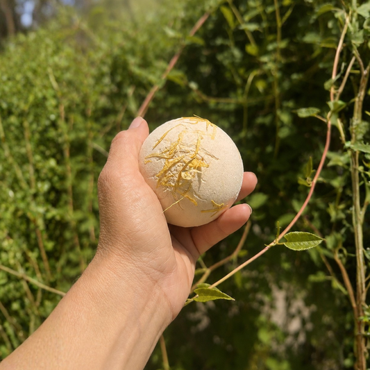 The Golden Hour Bath Bomb in Golden Honey