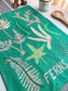 Pink & Green Ferns Tea Towel