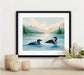 Loons, Adirondack Park, NY Sunset, Hand Painted Illustration - Fine Art Print - Made in the USA