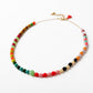 Adjustable Bead Necklace With Green Bead and Tiny Tassel