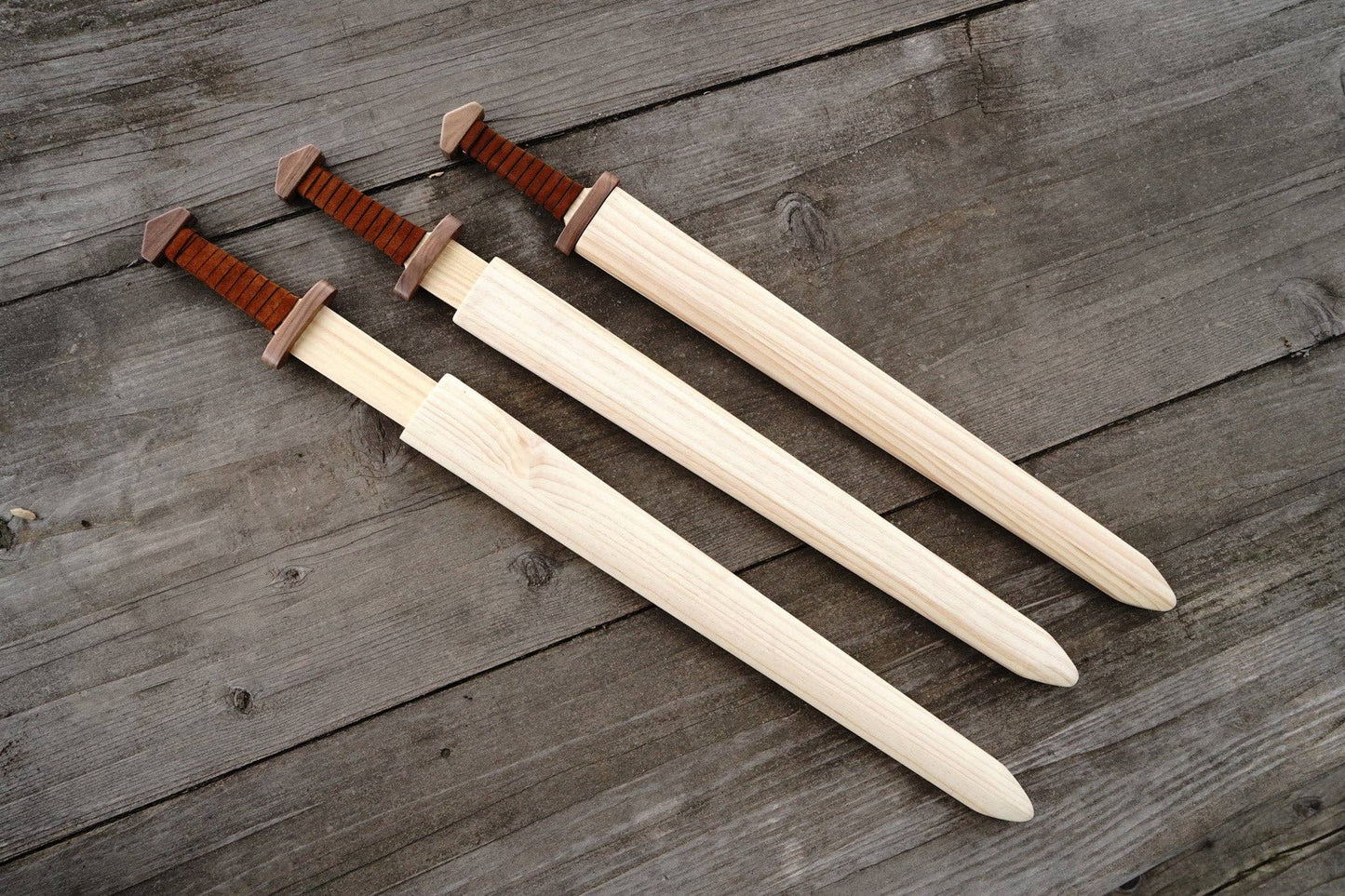 Large Viking Sword, Wooden Sheath with Leather Wrapped Handle