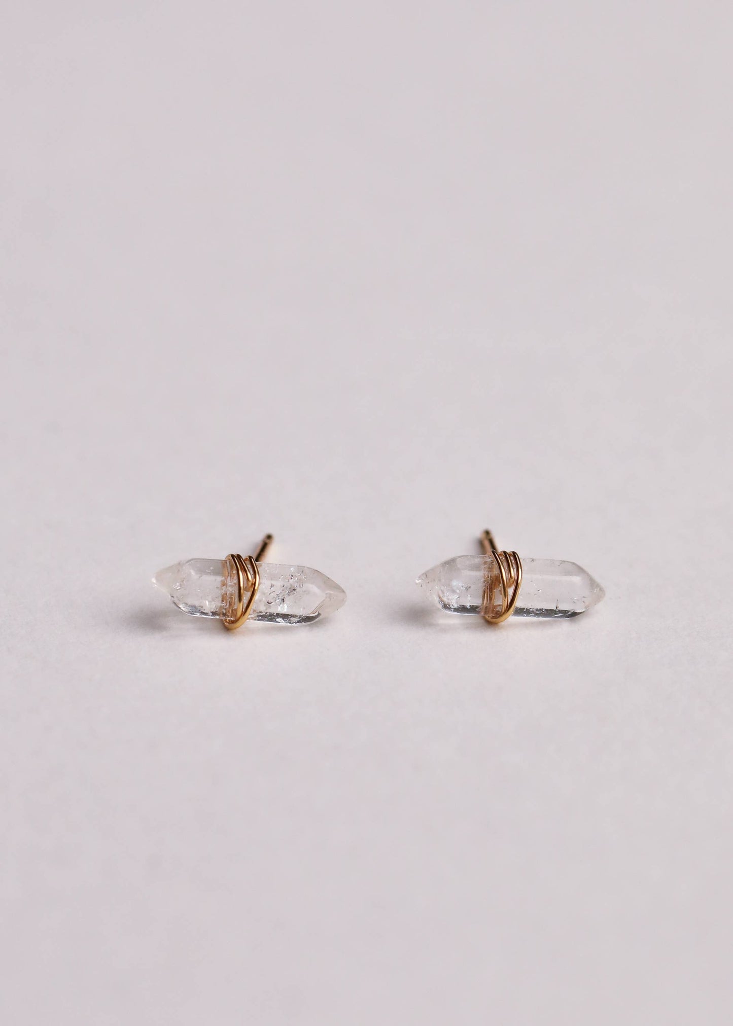 Mineral Point - Clear Quartz - Gold Wire Wrapped Earrings
