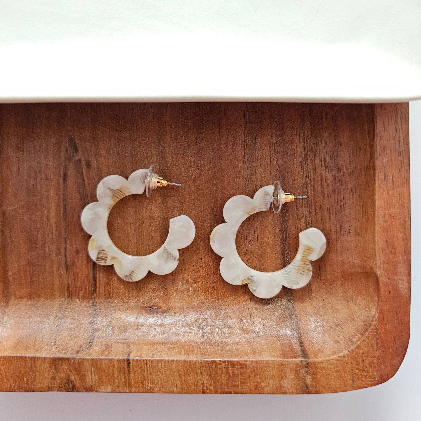 Flora Hoops - Cream // Flower Earrings, Gift, Jewelry