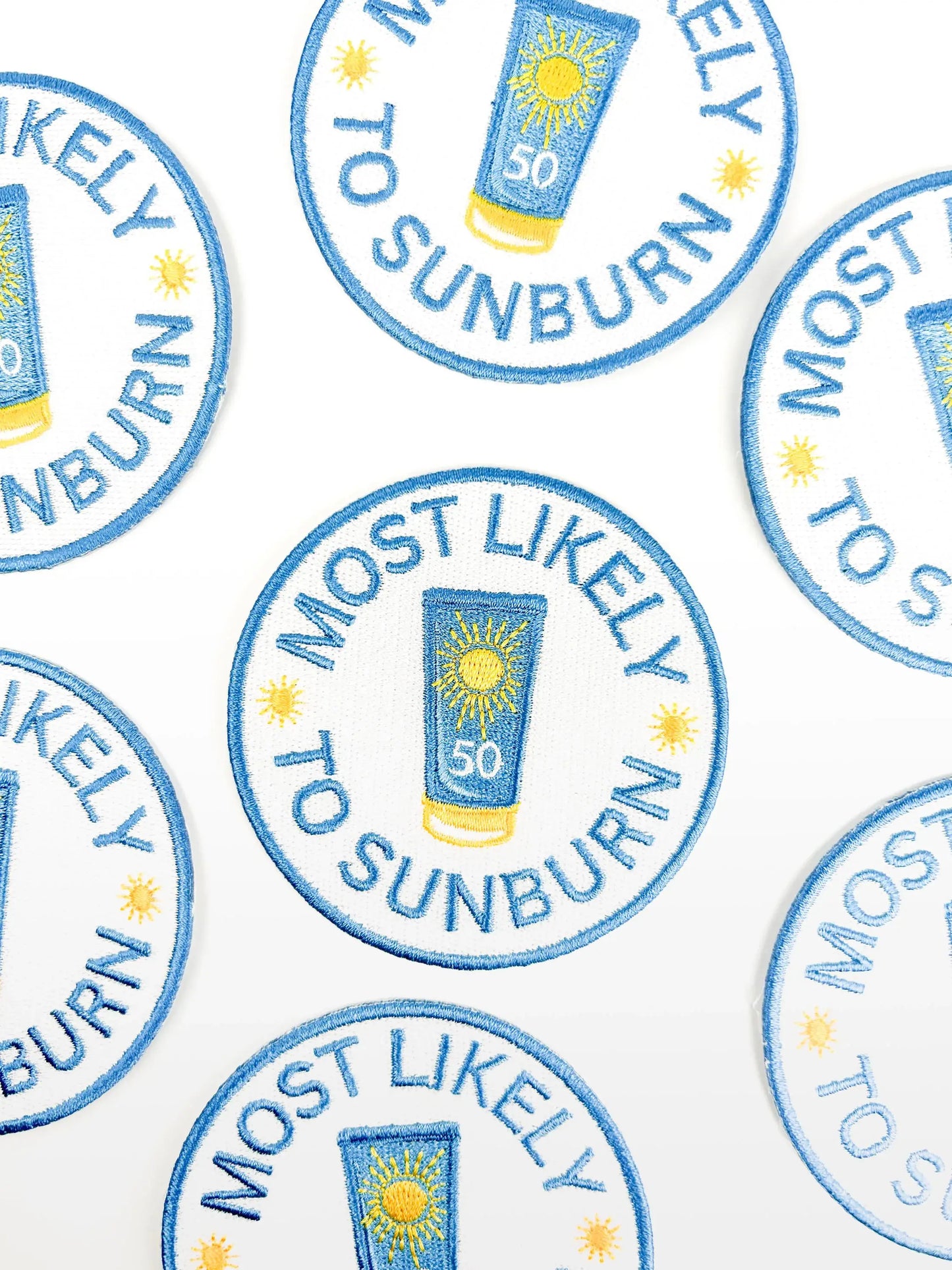 Most Likely to Sunburn Patch Funny Embroidered Iron-On Beach