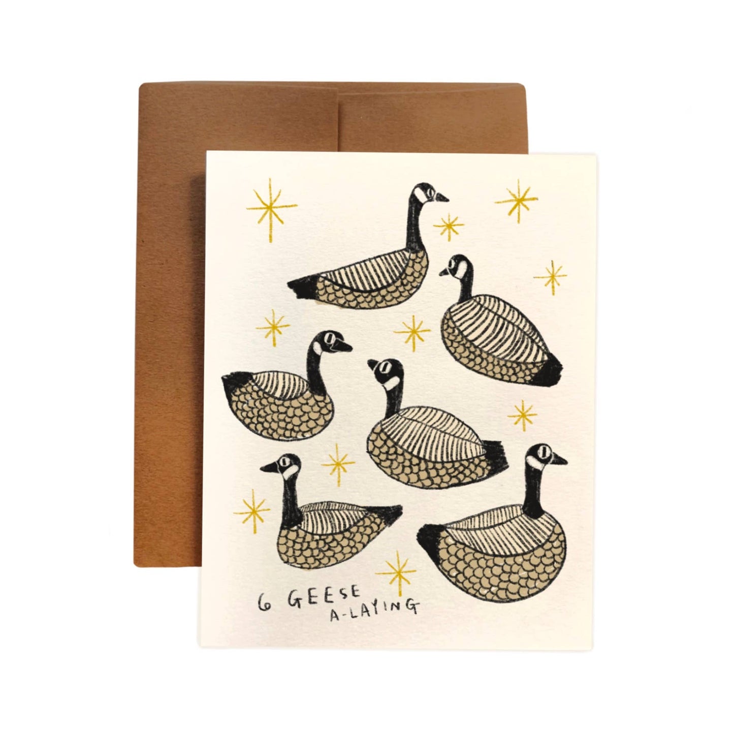 6 GEESE A - LAYING Holiday Greeting Card