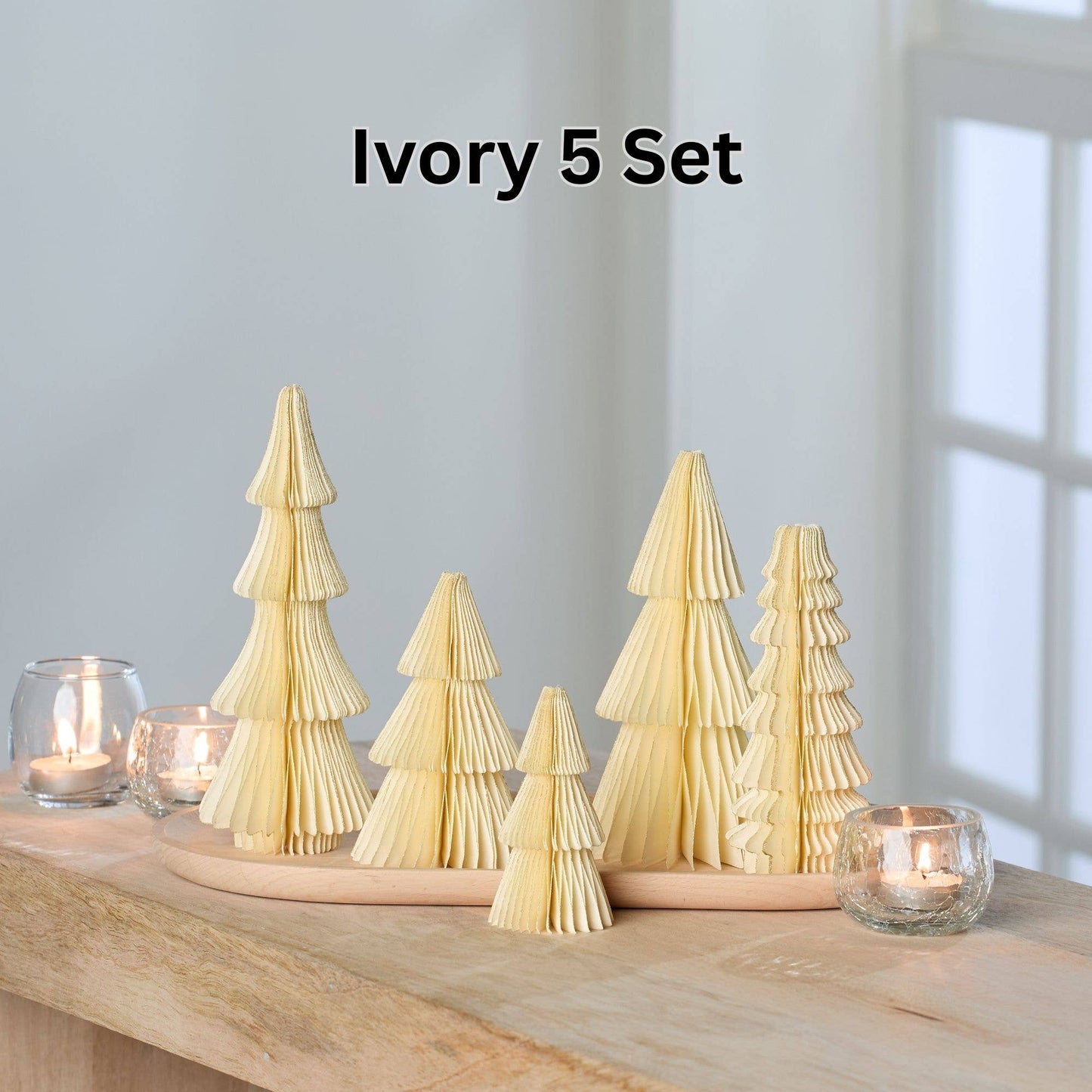 Honeycomb trees, vintage folding paper, Christmas, Winter