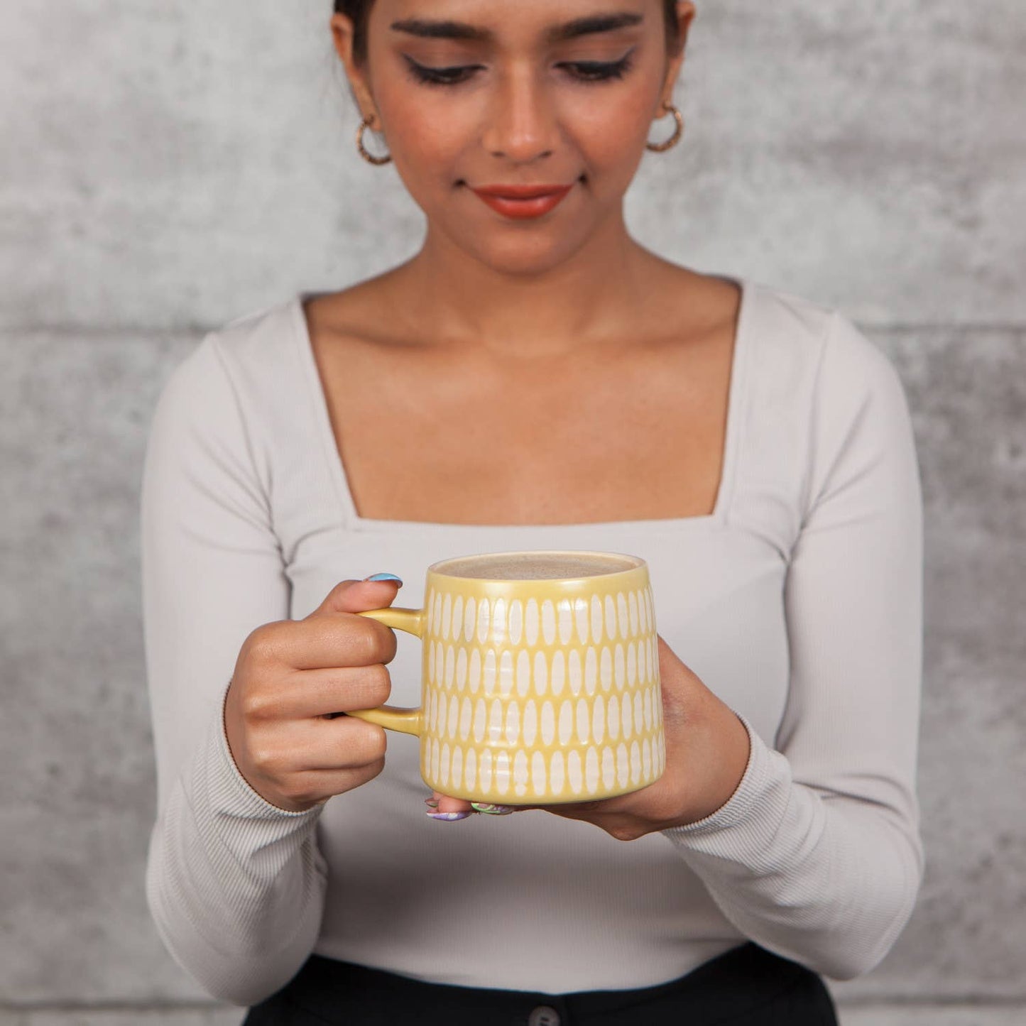 Danica Studio Ochre Imprint Stoneware Mugs 12 oz