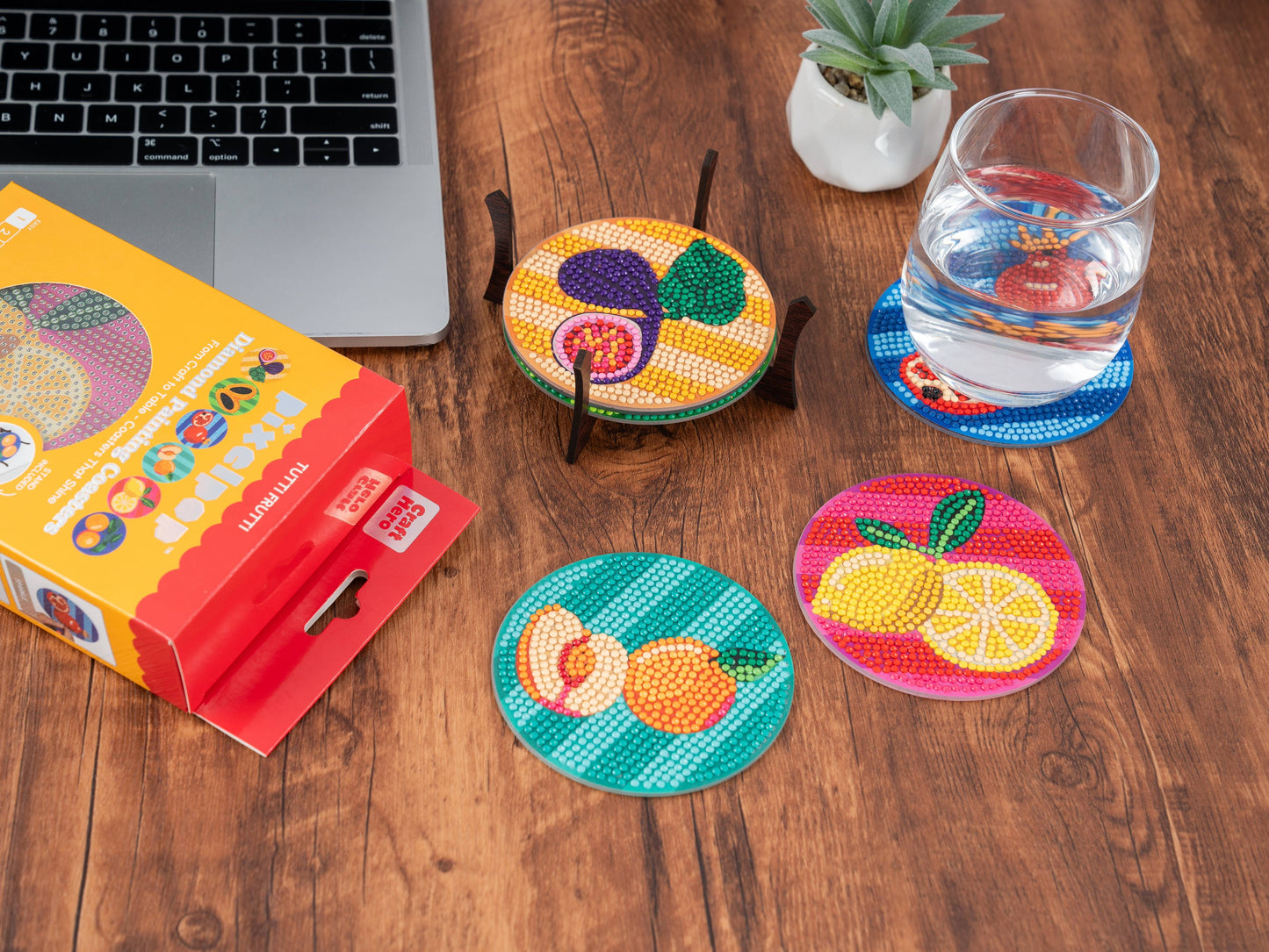 PixelPop™ Diamond Art Acrylic Coaster Kit — Tutti Frutti