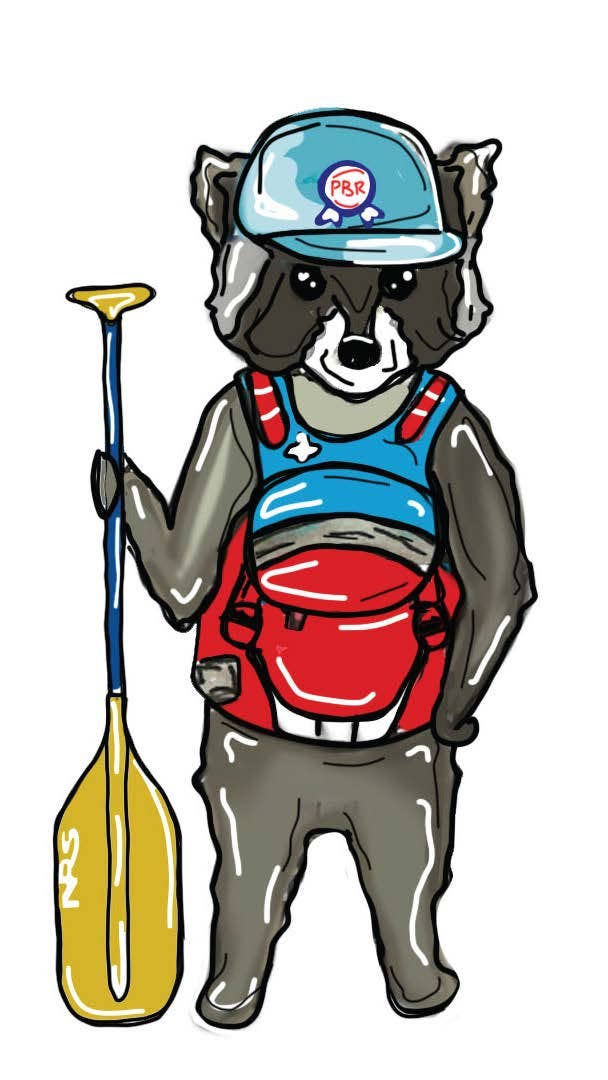 Paddleboarding Raccoon Sticker