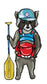 Paddleboarding Raccoon Sticker
