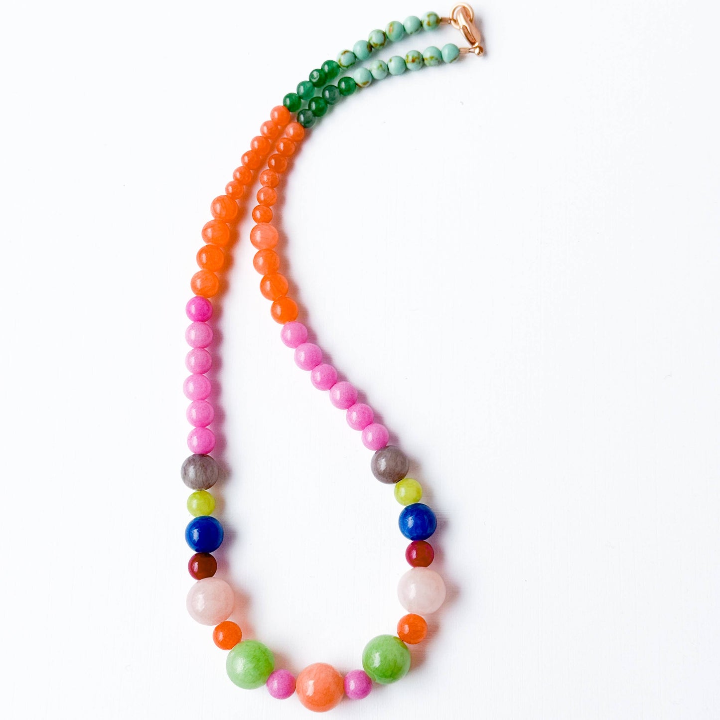 Colorful Beaded Necklace Mixed Glass Bright Statement