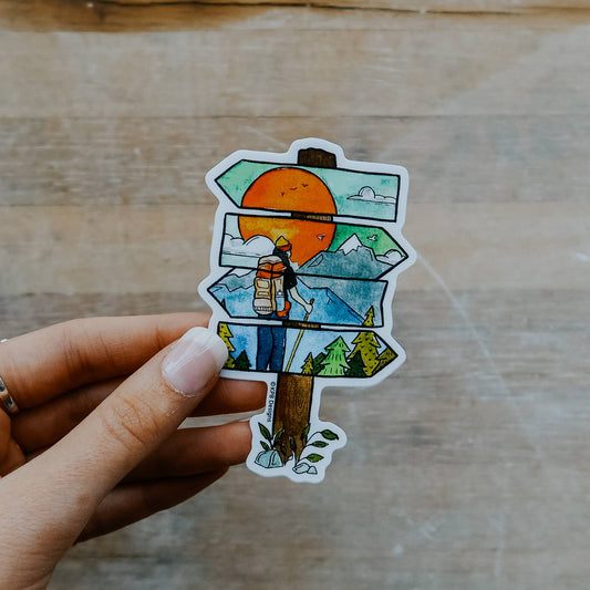 Sign Hiker Vinyl Sticker (3x3in)