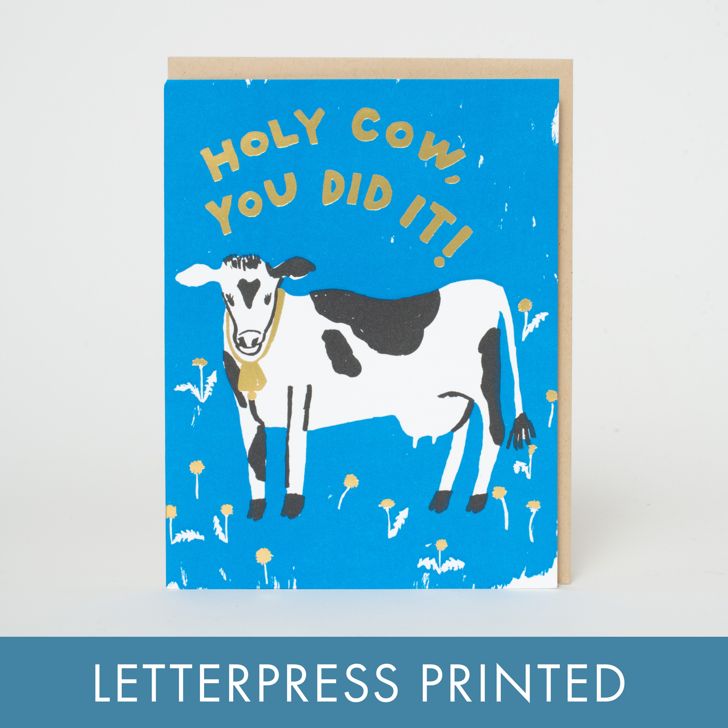 Holy Cow Congrats Letterpress Greeting Card by Egg Press