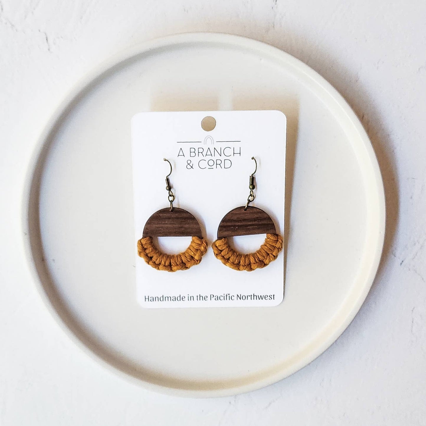 Macrame Knotted Semi-Circle Earrings - Pick Your Own: Sage