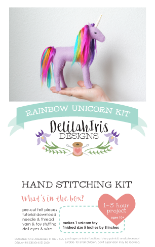 Lavender Rainbow Unicorn Sewing Kit