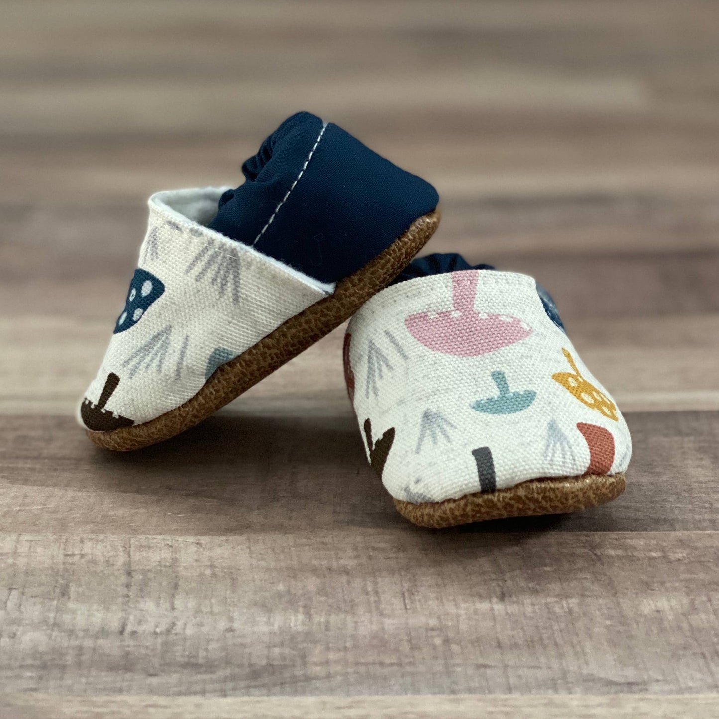 Navy Mushroom Moccasins