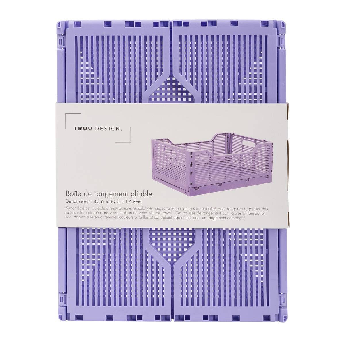 Truu Design Folding Storage Crate, 16x12x7",7 colors