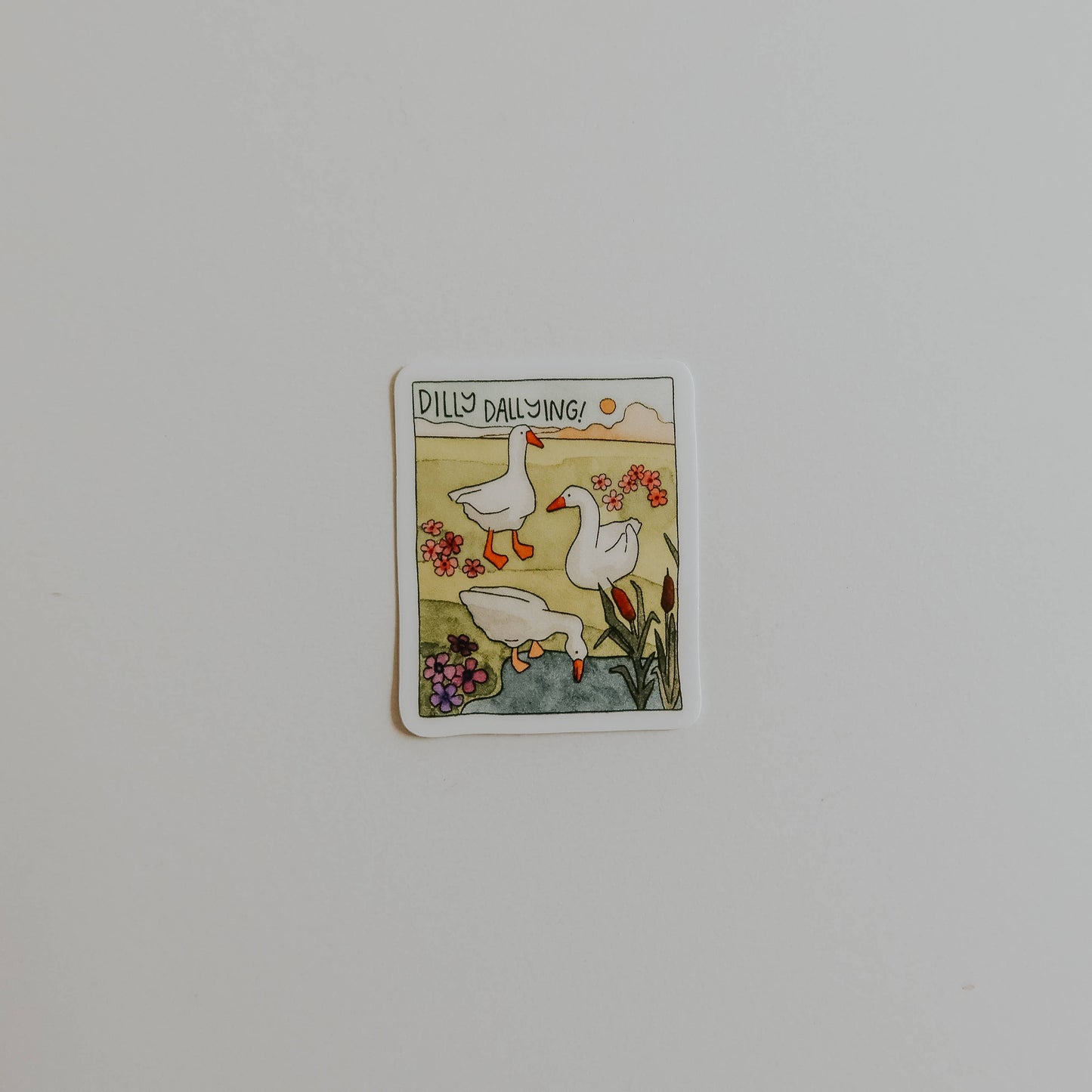 Mini Dilly Dallying Geese Vinyl Sticker