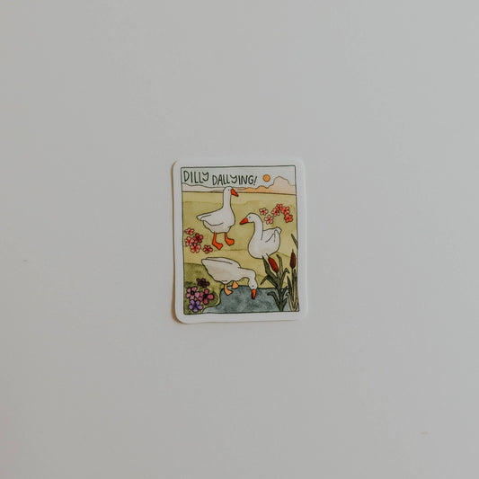 Mini Dilly Dallying Geese Vinyl Sticker