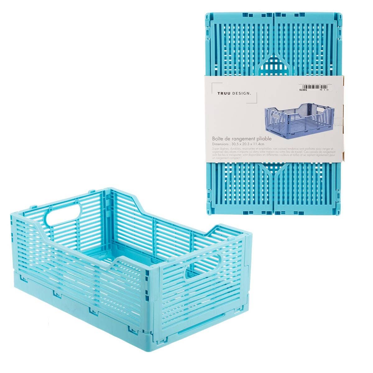 Truu Design Folding Storage Crate, 12x8x4.5",7 colors