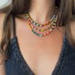 Adjustable Bead Necklace With Green Bead and Tiny Tassel