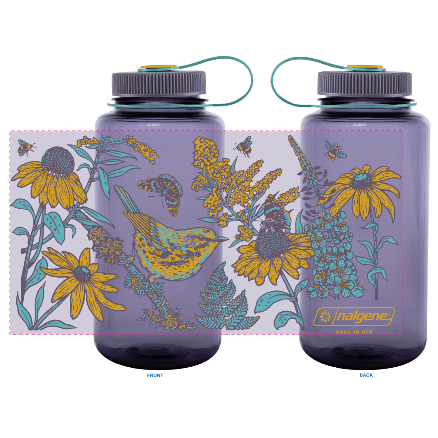 Prairie Warbler, 32oz Wide Mouth Nalgene Water Bottle