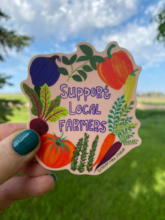 Support Local Farmers Sticker - Farmer's Market - Vegetables