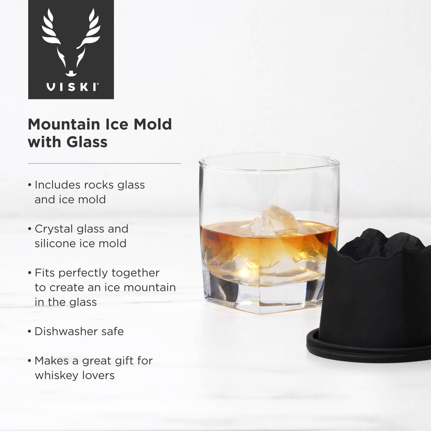 Glacier Rocks® Mountain Ice Mold and Crystal Whiskey Glass