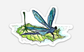 Dragonfly on Leaf Sticker