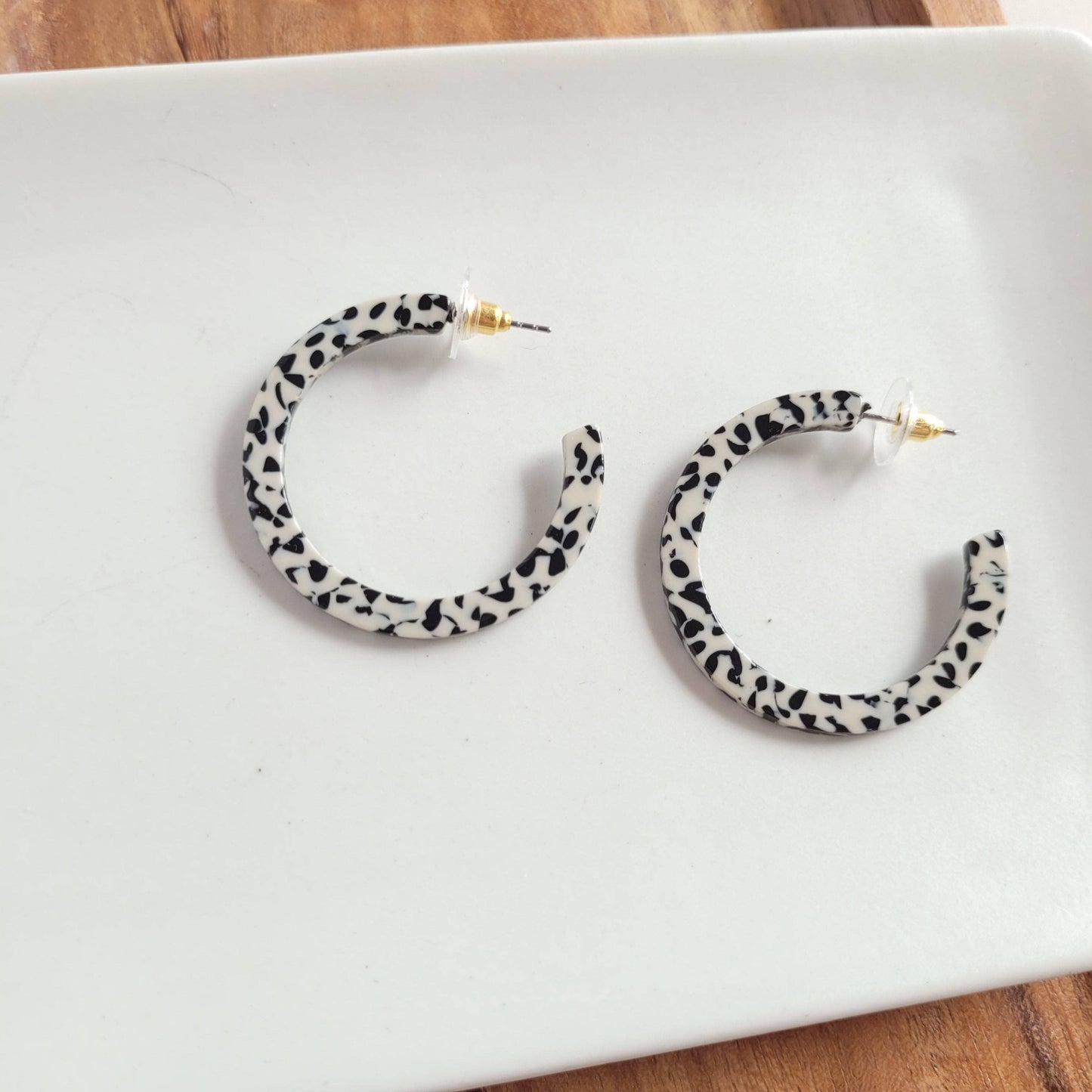 Camy Hoops - Black Dot // Gift, Earrings, Jewelry, Fall
