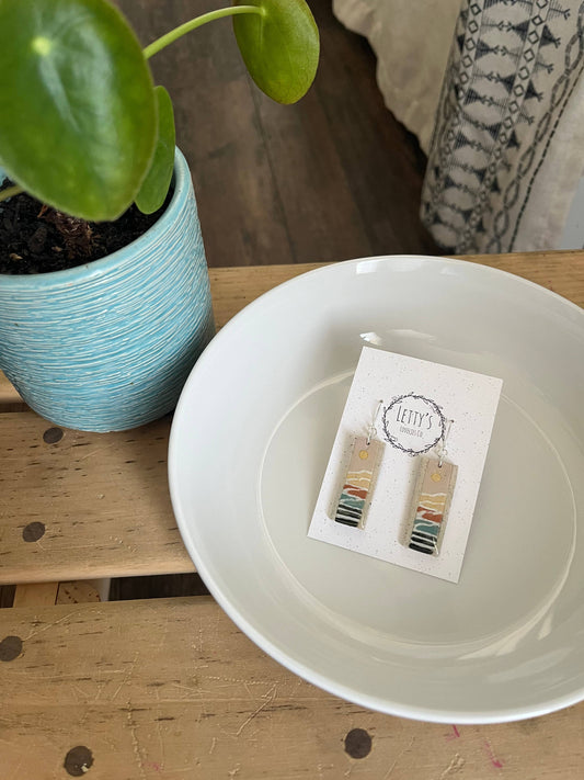 Faux Ceramic Landscape Scene Clay Earrings