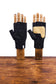 Black Tweed Fingerless Ragg Wool Gloves
