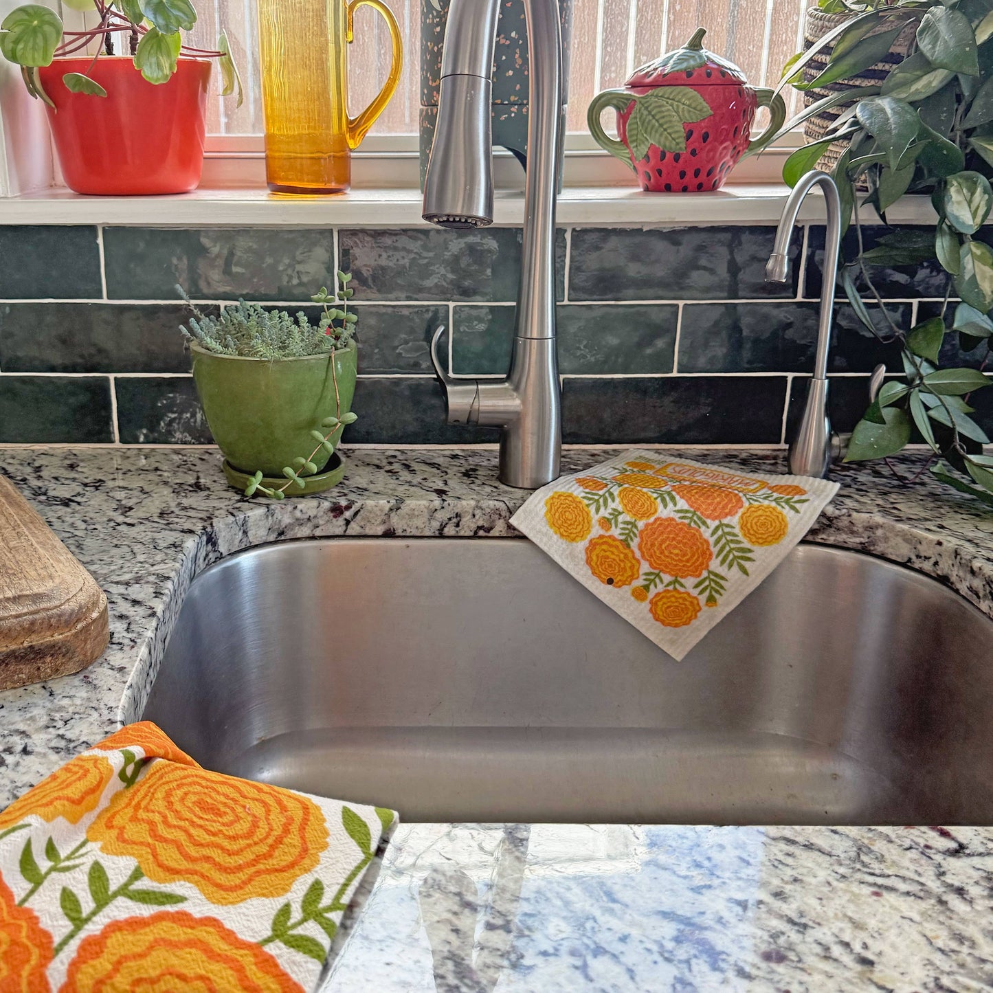 MARI BERRY (Marigold, Strawberry) - Tea Towel Set of 2